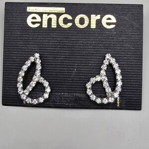 Earings Encore Jeans Silver Teardrop Earrings with Crystals